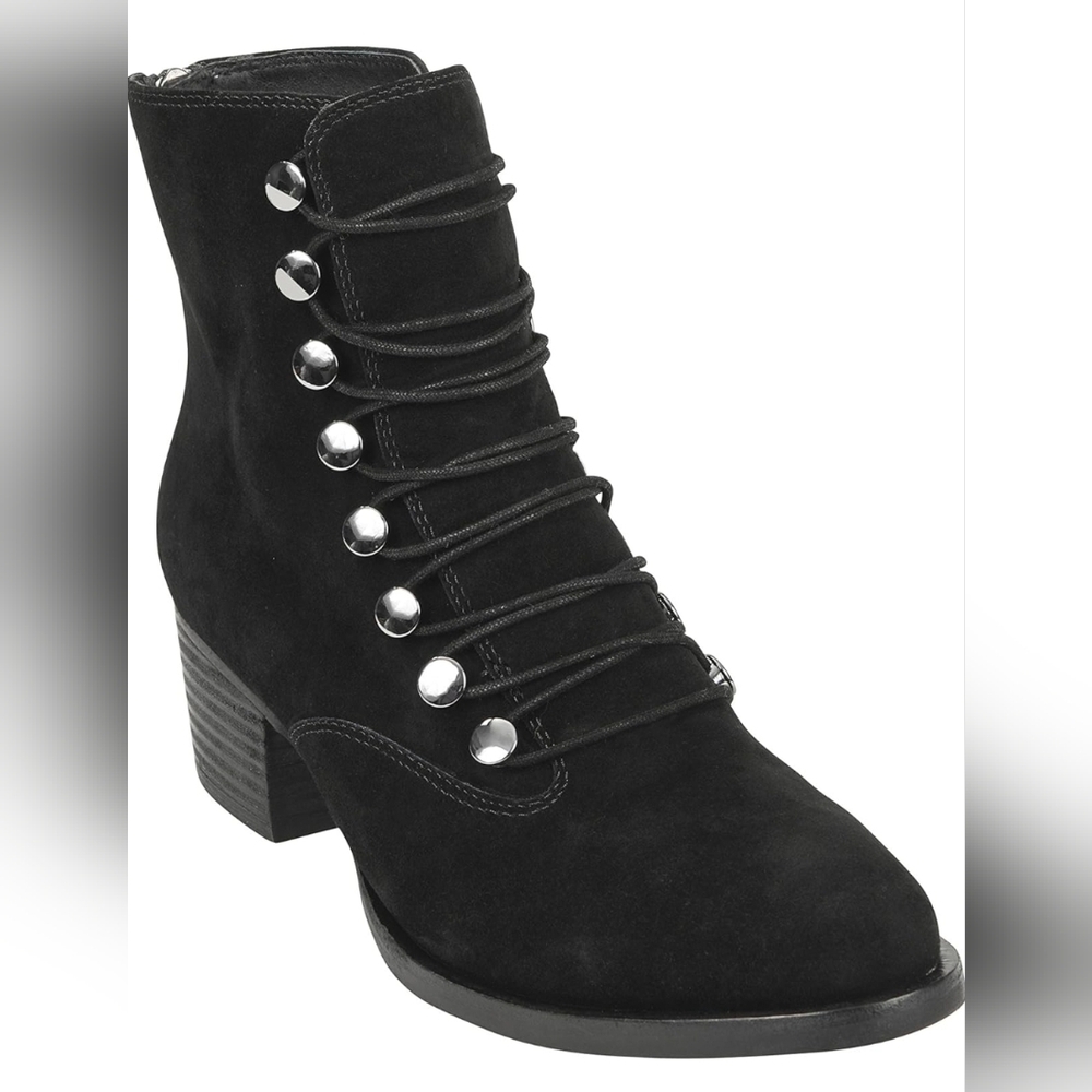 Doral Black Lace-Up Boots Back Zip Womens Size 9.5